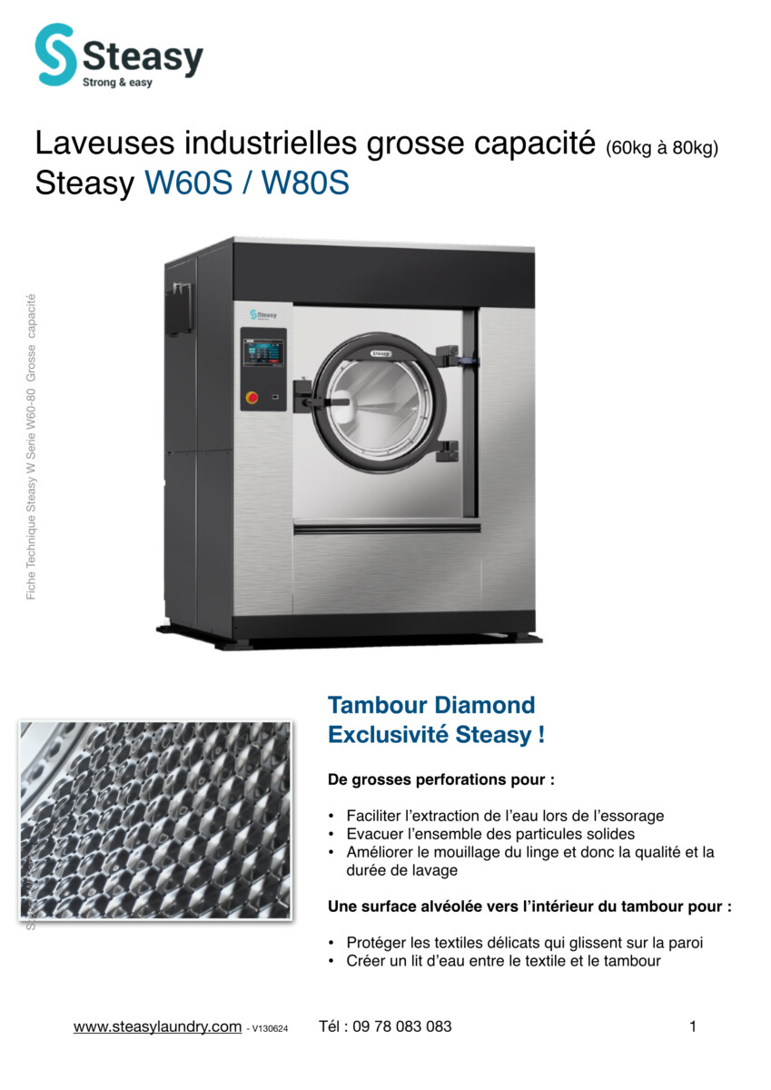 laveuse industrielle 60kg et 80kg pour blanchisserie - Steasy