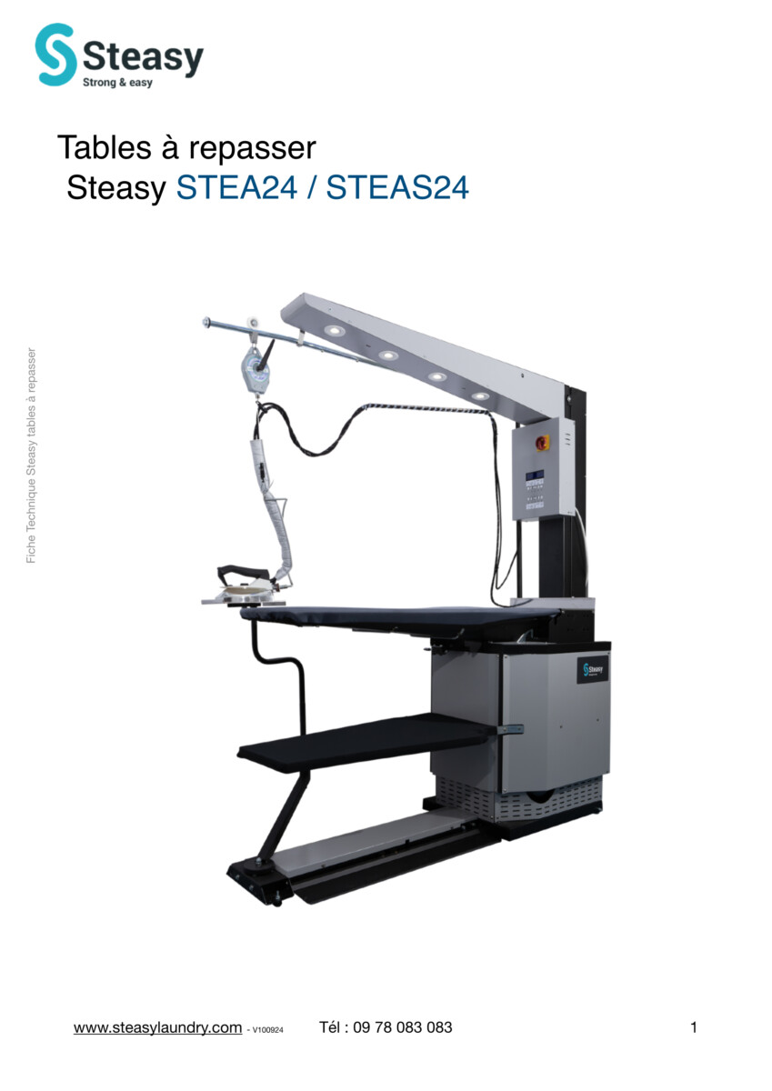 Fiche technique table à repasser professionnelle STEA24/STEAS24